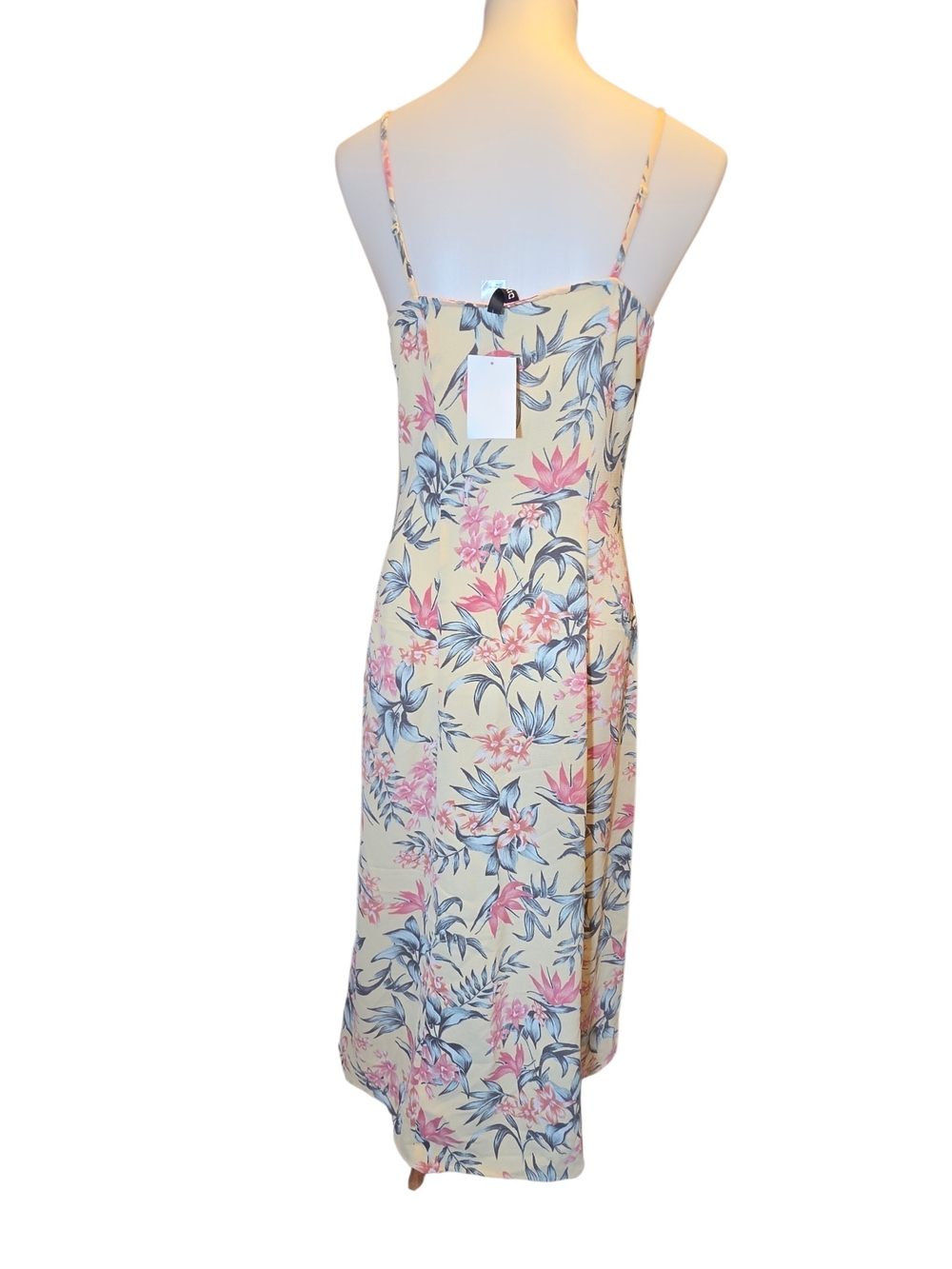 H&M Cream Floral Midi Slip Dress with Pink & Blue Print - Picture 3 of 3